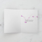 ピンク色の出血ハートの花と雨 カード (内部)