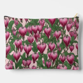 ピンク色の出血ハート花模様 アクセサリーポーチ (裏面)