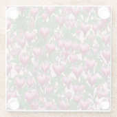 ピンク色の出血ハート花模様 ガラスコースター (裏面)