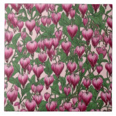 ピンク色の出血ハート花模様 タイル (正面)