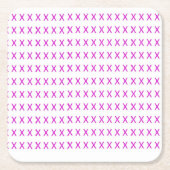 ピンク色の十字コースター スクエアペーパーコースター (正面)