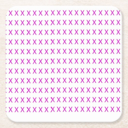 ピンク色の十字コースター スクエアペーパーコースター (正面)