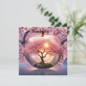 ピンク色の半透明リンゴとリンゴの木のシーン、 サンキューカード (スタンド正面)