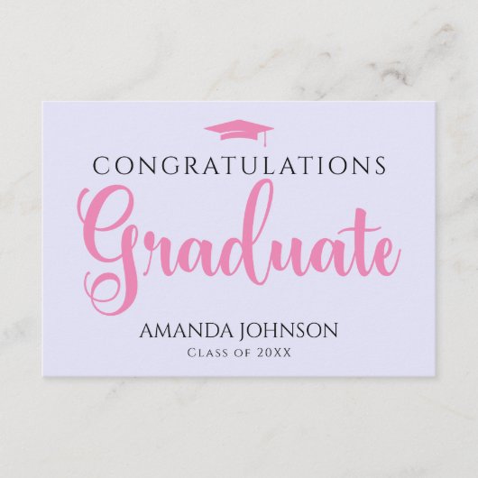 ピンク色の卒業生の英知の言葉 エンクロージャーカード (正面)