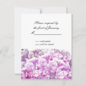 ピンク色の単色の花束の花模様返信カード 出欠カード (正面)