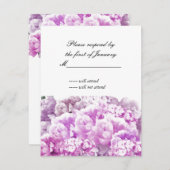 ピンク色の単色の花束の花模様返信カード 出欠カード (正面/裏面)