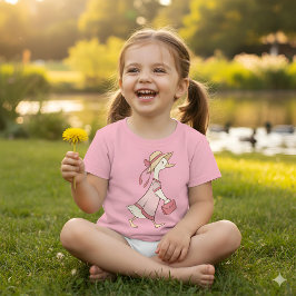 ピンク色の可愛いアヒルTシャツ Tシャツ