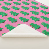 ピンク色の可愛いクリスマスツリー シェルパブランケット (3/4)