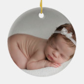 ピンク色の可愛いフォトクリスマスファーム動物 セラミックオーナメント (裏面)