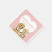 ピンク色の可愛いマンガ結婚ーのナッツ スタンダードカクテルナプキン (角)