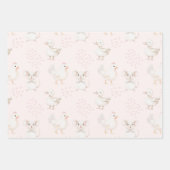 ピンク色の可愛い動物 ラッピングペーパーシート (正面)