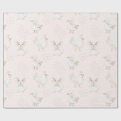 ピンク色の可愛い動物 ラッピングペーパー (フラット)