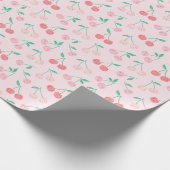 ピンク色の可愛い水のカラーさくらんぼ ラッピングペーパー (角)
