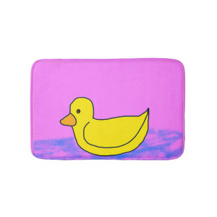 ピンク色の可愛い黄色のアヒル バスマット