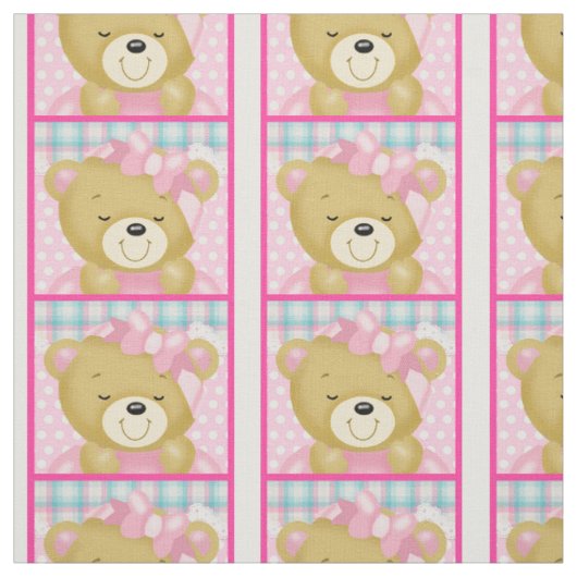 ピンク色の可愛らしい可愛らしいクマ ファブリック (見本)