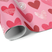ピンク色の可愛違ういハート ラッピングペーパー (ロールコーナー)