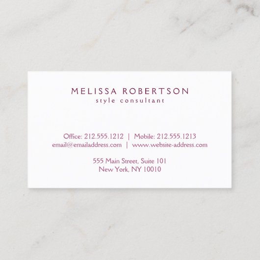 ピンク色の名刺のホワイトネームグリッター 名刺 (裏面)