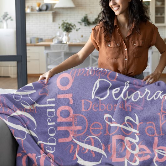 ピンク色の名前タイポグラフィペリウィンクル色 フリースブランケット