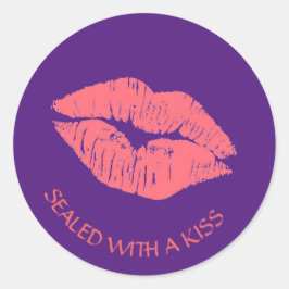 ピンク色の唇にキス ラウンドシール