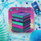 ピンク色の四角い本を愛して ペーパープレート (パーティー)