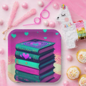 ピンク色の四角い本を愛して ペーパープレート (パーティー)