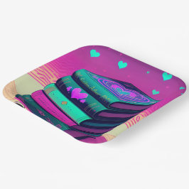 ピンク色の四角い本を愛して ペーパープレート