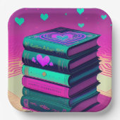 ピンク色の四角い本を愛して ペーパープレート (正面)