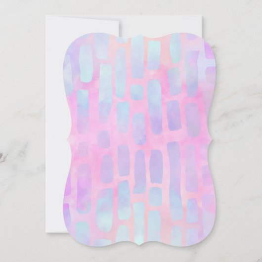 ピンク色の四角形の紫と青の誕生日 セーブザデート (裏面)