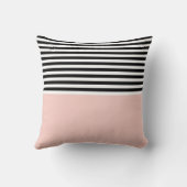 ピンク色の塩(白黒ストライプ) クッション (裏面)