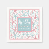 ピンク色の夏の性別の表示パーティー スタンダードカクテルナプキン (正面)