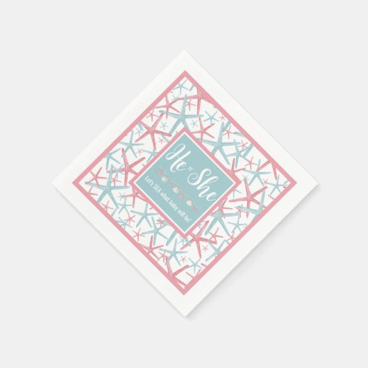 ピンク色の夏の性別の表示パーティー スタンダードカクテルナプキン (角)