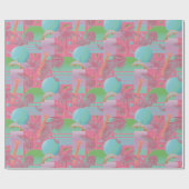 ピンク色の夏の気化装置の夕日とヤシの木 ラッピングペーパー (フラット)