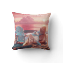 ピンク色の夕日にアディロンドバックチェア