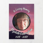 ピンク色の夕日5つ記念撮影 三つ折り案内状 (カバー)