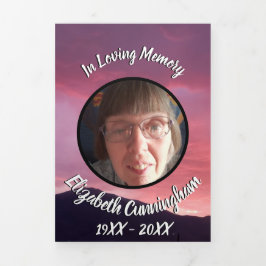 ピンク色の夕日5つ記念撮影 三つ折り案内状