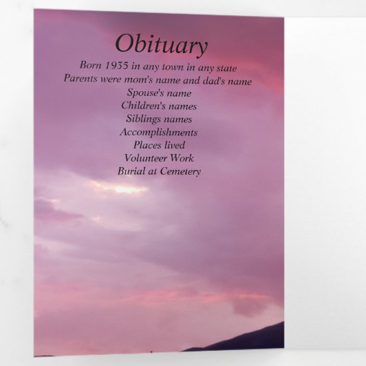 ピンク色の夕日5つ記念撮影 三つ折り案内状 (内部最初)