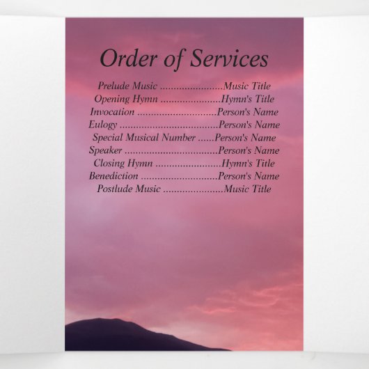 ピンク色の夕日5つ記念撮影 三つ折り案内状 (内部中)