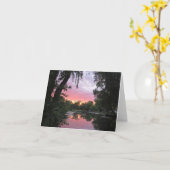 ピンク色の夕日 – 空白の Greeting Card カード (黄色い花)