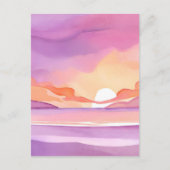 ピンク色の夕日 | 美しい海空 ポストカード (正面)