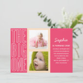 ピンク色の大きなもの | FIRST誕生日招待状 招待状 (スタンド正面)