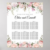 ピンク色の大きなフローラ6台結婚の座席表 ポスター (正面)