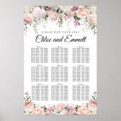 ピンク色の大きなフローラ9結婚テーブルの座席表 ポスター (正面)