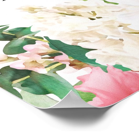 ピンク色の大きなフローラ9結婚テーブルの座席表 ポスター (角)