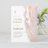 ピンク色の大理石 | First Communion girl 招待状 (スタンド正面)