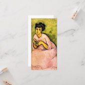 ピンク色の女エレガント性(女性ポートレート)アート カード (正面/裏面インサイチュ)