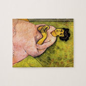 ピンク色の女エレガント性(女性ポートレート)アート ジグソーパズル (横)