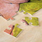 ピンク色の女エレガント性(女性ポートレート)アート ジグソーパズル (側面)