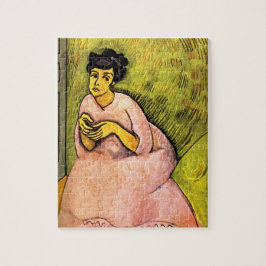 ピンク色の女エレガント性(女性ポートレート)アート ジグソーパズル