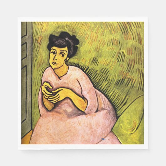 ピンク色の女エレガント性(女性ポートレート)アート スタンダードランチョンナプキン (正面)