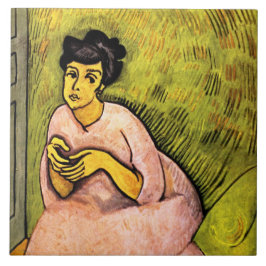 ピンク色の女エレガント性(女性ポートレート)アート タイル